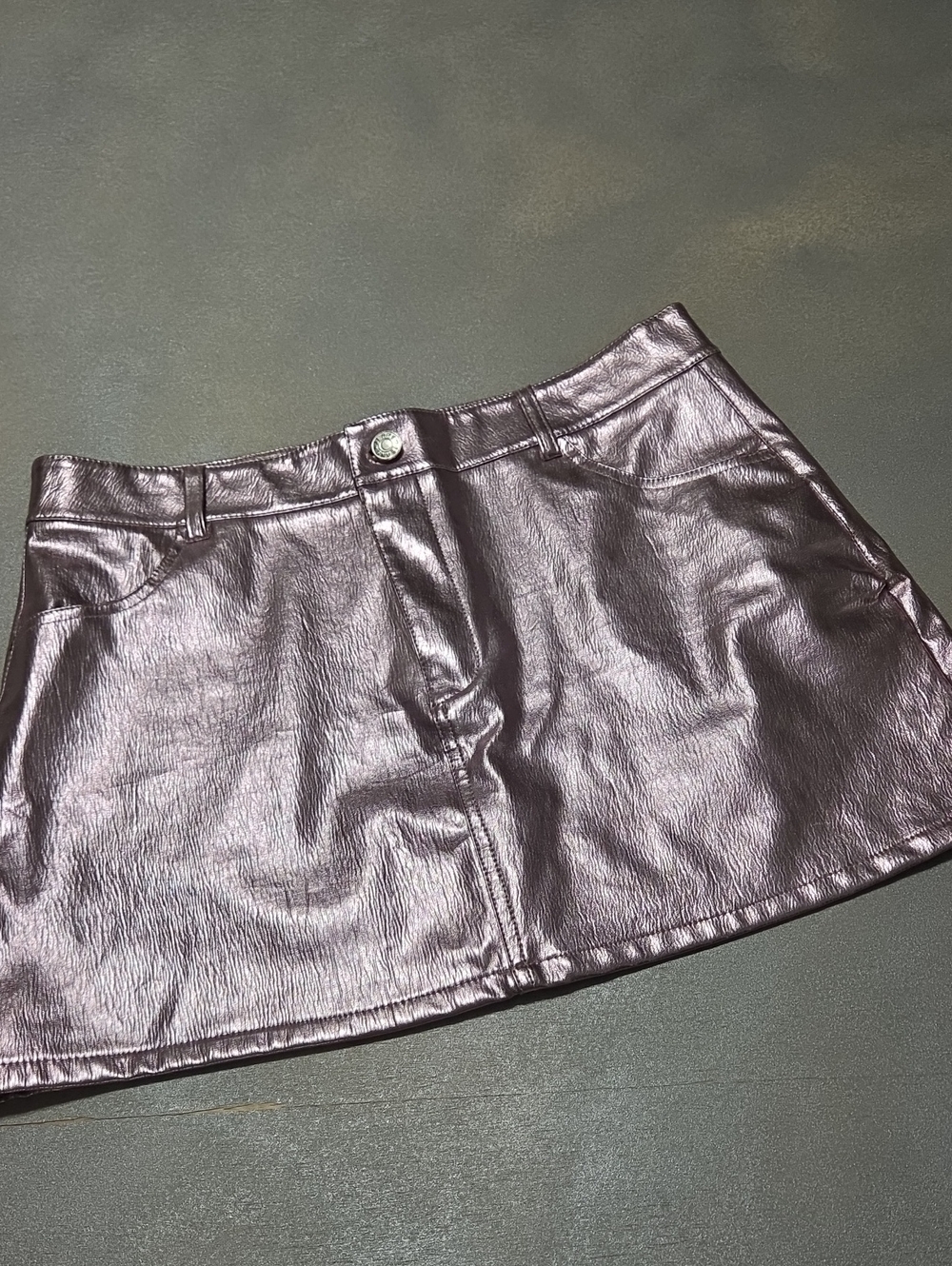 Edikted Metallic Lavender Faux Leather Mini Skirt NWOTS